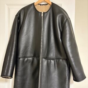 NWOT Zara faux leather sherpa coat